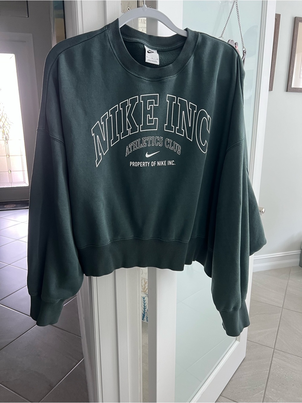 Nike Women's Dark Green Crop Sweatshirt